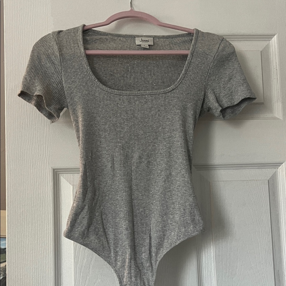 Jenni Heather Gray Ribbed Bodysuit